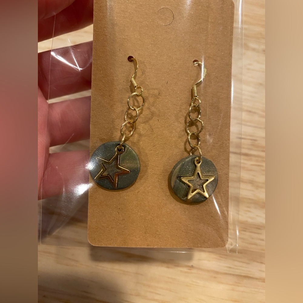 3/$10 Polymer Clay Circle and Star Earrings - Picture 6 of 8